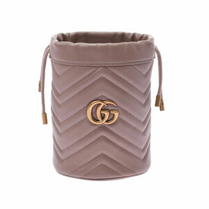 GUCCI GG Marmont Baguette Bag Beige Leather Shoulder